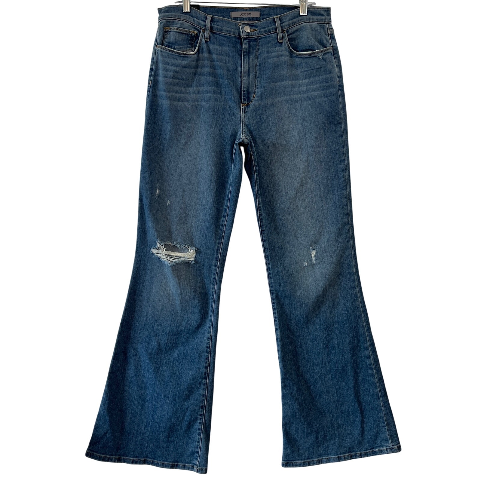 Joes Jeans Medium Wash Distressed High Rise Molly Flare Jeans Womens 32 Nwt